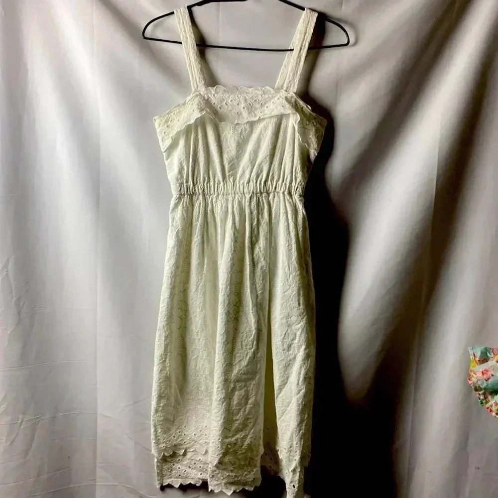 MADEWELL WO SIZE 00 WHITE EYELET SUNDRESS DOUBLE‎ LAYER LOOK VERY GOOD CONDITION